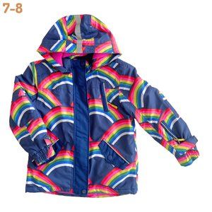 Mini Boden Rainbow Print Weatherproof Coat